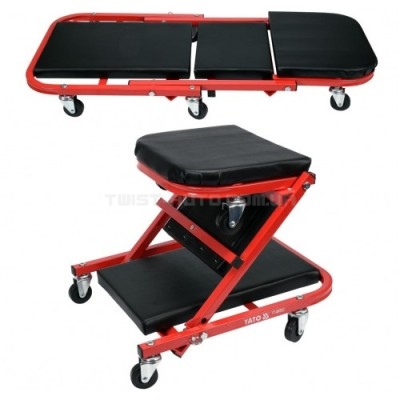 Лежак-сидіння підкатний для авторемонту на 6 колесах; 91х42х13 см, для навантаження леж./сид. поклад - 150/120 кг Yato YT-08802