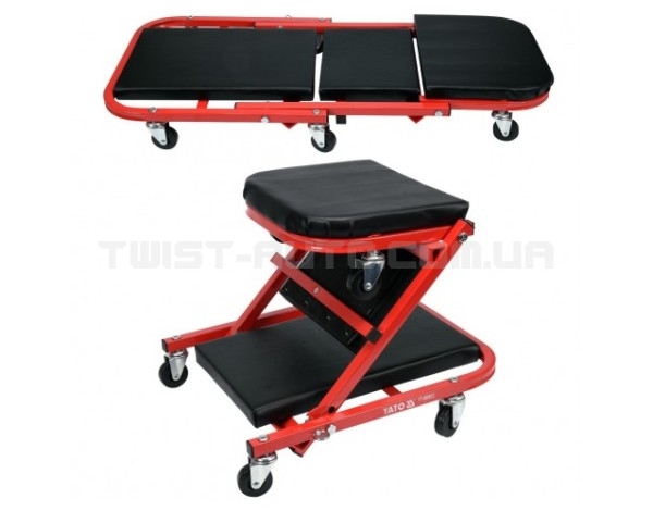 Лежак-сидение подкатной для авторемонта на 6 колесах; 91х 42х 13 см, для нагрузки леж./сид. полож- 150/120 кг Yato YT-08802 - YT-08802