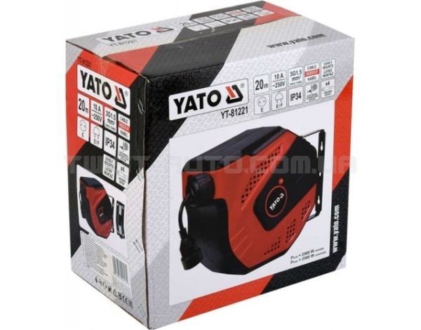 Удлинитель автоматическийна барабане 20 м 220V сечение 3 х 1,5 мм² YATO YT-81221 - YT-81221