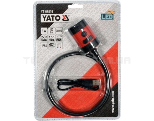 Ліхтарик багатофункціональний акумуляторний 3Вт 7000 К YATO YT-08516