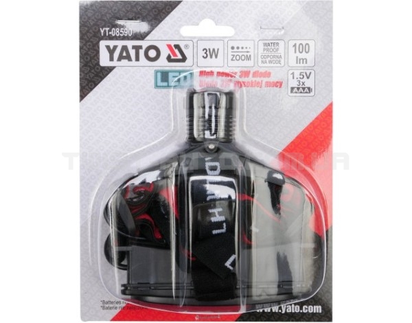 Налобный фонарь LED CREE XP-E 3 Вт, 100 лм YATO YT-08590 - YT-08590 Налобный фонарь LED CREE XP-E 3 Вт, 100 лм YATO YT-08590 - YT-08590
