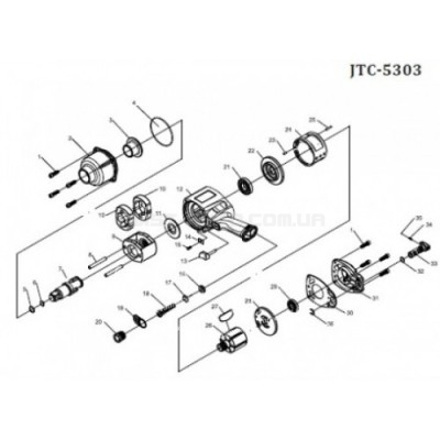Задняя крышка цилиндра-ремкомплект для гайковерта пневматического 5303 JTC (5303-28 JTC)