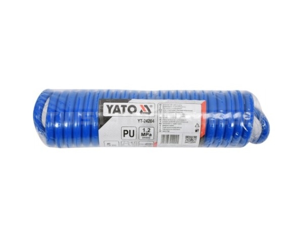 Спіральний шланг поліуретановий YATO 5метрів (6,5 х 10мм) зі швидкознімними з"єднаннями YT-24204
