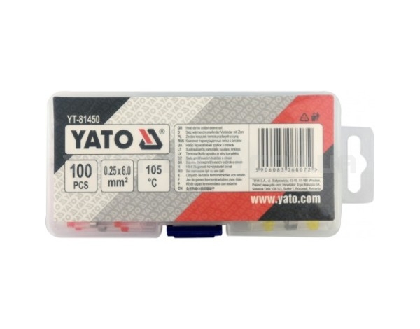 Набір з"єднувачів термозбіжних з оловом для дроту (0,25-6мм2 , 26-10 AWG ) 100шт. YATO YT-81450