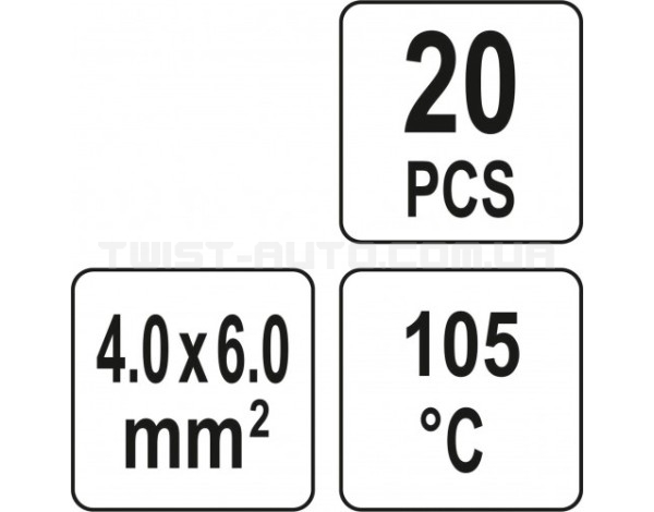 З"єднувач термозбіжний з оловом для дроту (4-6 мм², 12-10 AWG) 20шт. YATO YT-81443