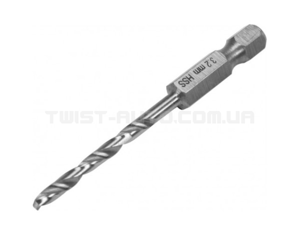 Свердло для нержавіючої легованої сталі HSS6542, Ø=3.5мм, HEX-1/4", l=70/38мм, YATO
