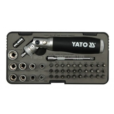 Викрутка з тріскачкою + вставки + біти 42 предмети YATO YT-2806