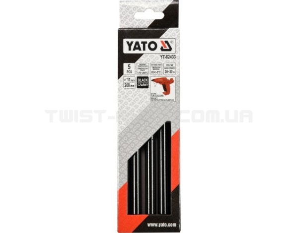 Стержні для термопістолета чорні 11,2 х200мм (5шт) YATO YT-82433