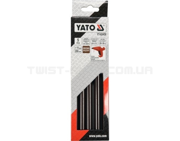 Стрижні для термопістолета коричневі 11,2 х200мм (5шт) YATO YT-82439
