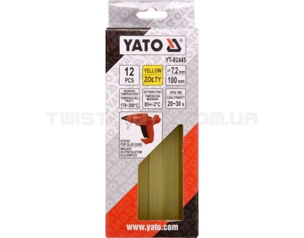 Стрижні для термопістолета 7.2х100мм жовті (12шт) Yato YT-82445