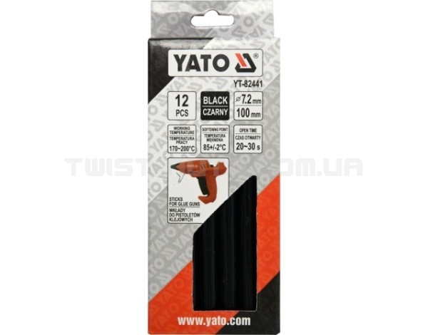 Стрижні для термопістолета 7,2х100мм чорні (12шт) YATO YT-82441