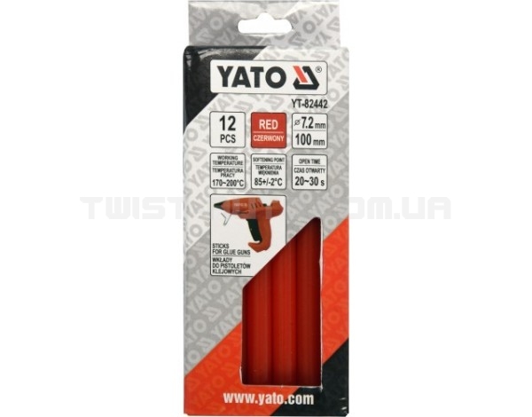 Стрижні для термопістолета 7,2х100мм червоні (12шт) YATO YT-82442