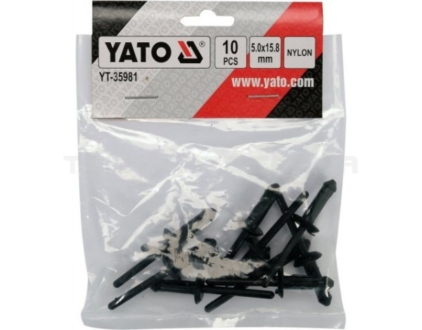 Заклепки витяжні пластикові 5,0x15,8 мм 10 шт. YT-35981 YATO