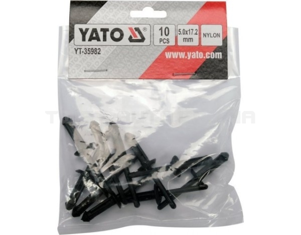 Заклепки витяжні пластикові 5,0x17,2 мм 10 шт. YT-35982 YATO
