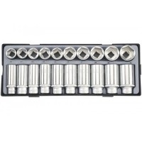  Набор головок 1/2" 6-гр. коротких и глубоких 20 пр. (в ложементе)  FORCE T4203