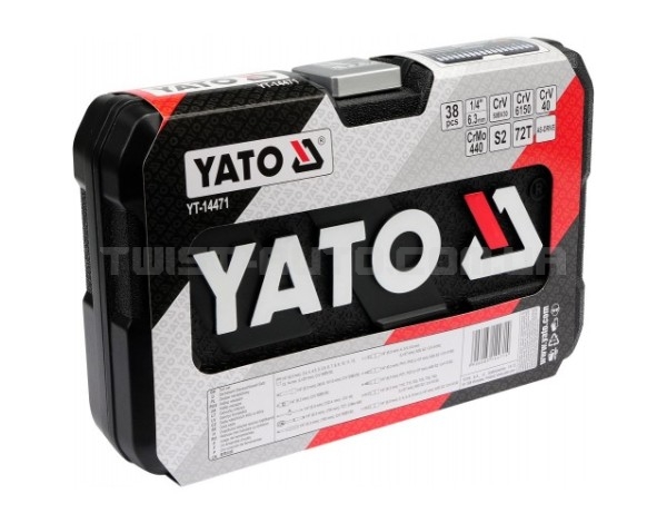 Набір головок квадрат: 1/4", 38пр. YATO YT-14471 Набір головок квадрат: 1/4", 38пр. YATO YT-14471