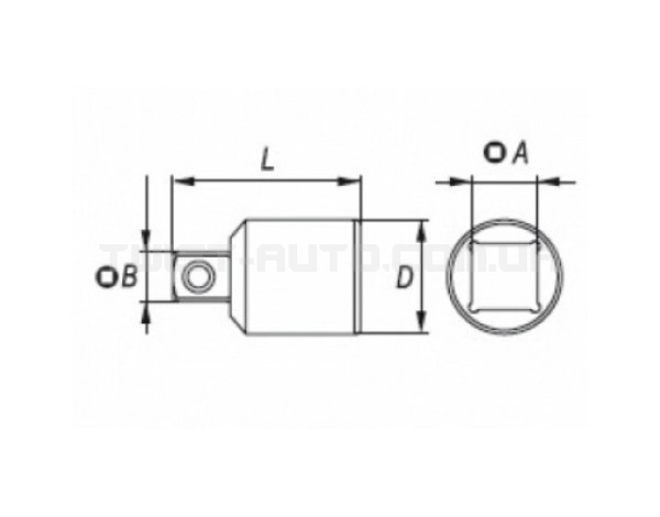 Перехідник квадрат з 3/4"(f) на 1/2"(m) YATO YT-1355 Перехідник квадрат з 3/4"(f) на 1/2"(m) YATO YT-1355