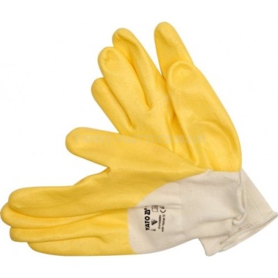 Перчатки рабочие нейлоновые с нитриловым покрытием, желтые (размер 10) YATO YT-7481 - YT-7481