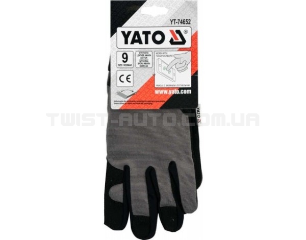 Рукавички робочі, для сенсорних екранів, еко-шкіра + трикотаж, (розмір 10 (XXL)) YATO YT-74653