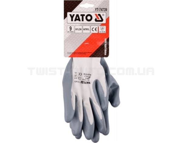Перчатки рабочие нейлоновые масло бензо стойкие(XL) YATO YT-74739 - YT-74739