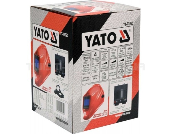Маска для зварювальника з автозатемненим світлофільтром 100 х 50 мм YATO YT-73925