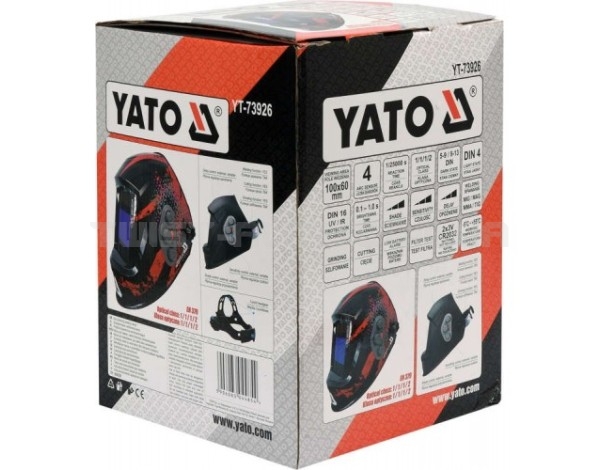 Маска для сварщика с автозатемненным светофильтром 100 х 50 мм YATO YT-73925 - YT-73926