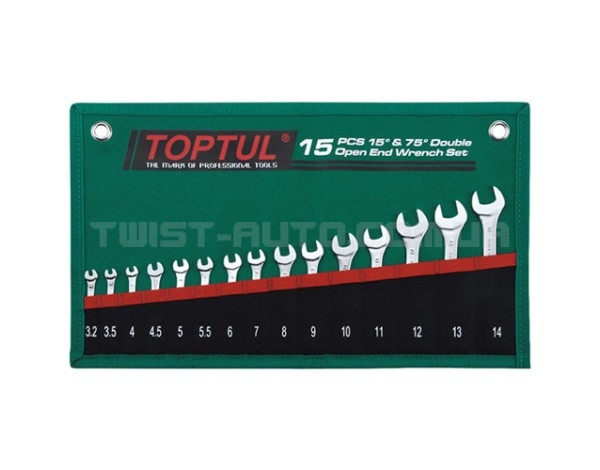 Набір ключів рожкових TOPTUL 15 шт. 3,2-14мм 15 ° х75 ° GRAJ1501