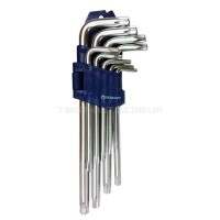 Ключи TORX Г-образные длинные с отверстием 9ед. СТАНДАРТ TKS0902 Ключи TORX Г-образные длинные с отверстием 9ед. СТАНДАРТ TKS0902