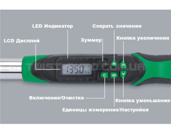Динамометричний ключ електронний TOPTUL 1.5-30Нм (двосторонньої дії) 1/4" DT-030I2