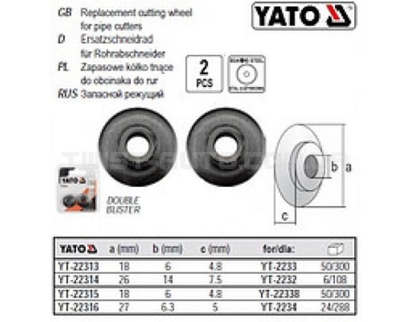 Запасний диск для труборіза, для yt-2233, 2 штуки YATO YT-22313