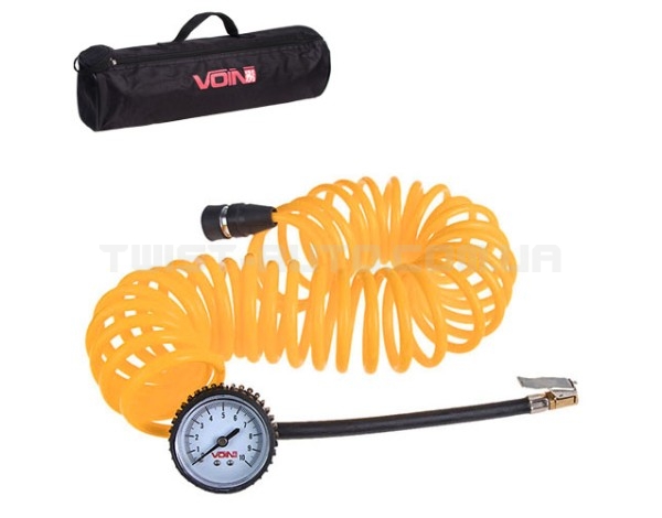 Шланг воздушный "VOIN" VP-104 спиральный 7,5м с манометром/дефлятор/сумка (VP-104)