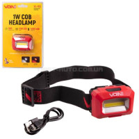 Фонарь налобный VOIN VL-103, 1W-COB (W/R)/АКБ1200mAh/рег. наклона