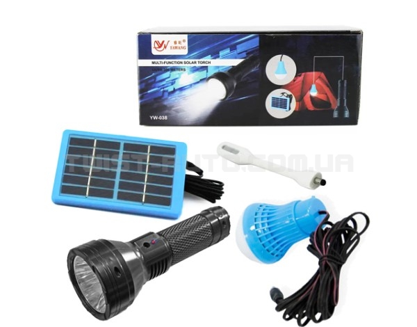Ліхтар YW-038-3W, 1 лампа 3W, гнучка Led лампа, Li-Ion акумулятор, сонячна батарея, Box