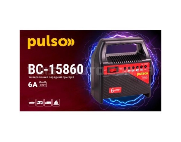 Зарядное устройство для PULSO BC-15860 6&12V/6A/15-80AHR/светодиодн.индик.