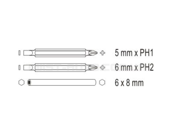 Викрутка з набором двосторонніх біт VOREL : 6 в 1 - 64654