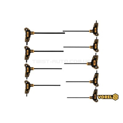 Набір ключів TORX VOREL: тип "Т", Т10-T50, L= 100-200 мм, Cr-V 6150, 9 шт - 56639