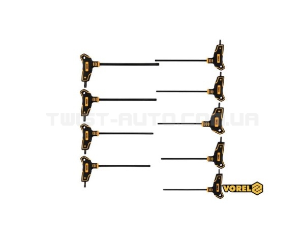 Набір ключів TORX VOREL: тип "Т", Т10-T50, L= 100-200 мм, Cr-V 6150, 9 шт - 56639