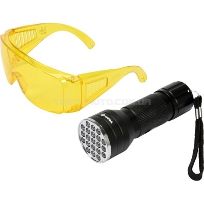 Ліхтарик ультрафіолетовий та окуляри для визначення витоку фреону UV 21 LED VOREL 82756 - 82756