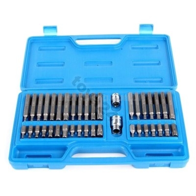 Насадки викруткові VOREL: адапт. квадрат 1/2", 3/8", HEX TORX SPLINE. CrV [Бокс]. Набір 40 шт.[10] - 66410