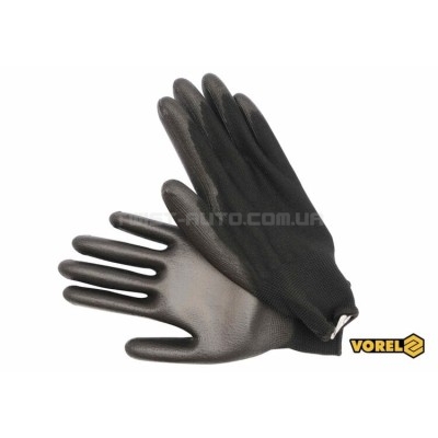 Перчатки полиэстер покрытый полиуретаном (черные размер 10) VOREL 74080 - 74080