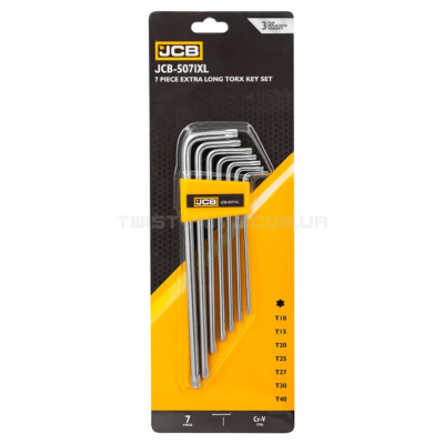 Haбіp Г-подіб. ключів екстра довгих TORX 7 пр. (T10-T40) JCB Tools JCB-5071XL Haбіp Г-подіб. ключів екстра довгих TORX 7 пр. (T10-T40) JCB Tools JCB-5071XL