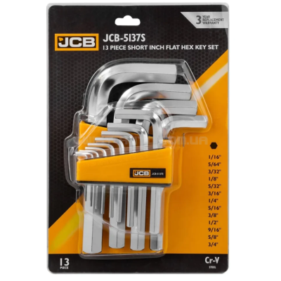 Haбіp Г-подіб. ключів HEX 13 пр. (1/16-3/4") JCB Tools JCB-5137S Haбіp Г-подіб. ключів HEX 13 пр. (1/16-3/4") JCB Tools JCB-5137S