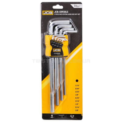 Haбіp Г-подіб. ключів подовжених HEX 9 пр. JCB Tools JCB-5093XLS Haбіp Г-подіб. ключів подовжених HEX 9 пр. JCB Tools JCB-5093XLS