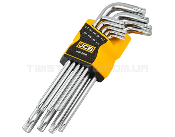Haбіp Г-подіб. ключів подовжених TORX 9 пр. (T10-T50) JCB Tools JCB-5098L Haбіp Г-подіб. ключів подовжених TORX 9 пр. (T10-T50) JCB Tools JCB-5098L