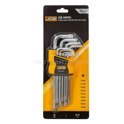 Haбіp Г-подіб. ключів подовжених з отвором TORX 9 пр. (T10H-T50H) JCB Tools JCB-5098TL