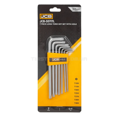 Haбіp Г-подіб. ключів подовжених з отвором TORX 7 од. (T10H-T40H) JCB Tools JCB-5071TL Haбіp Г-подіб. ключів подовжених з отвором TORX 7 од. (T10H-T40H) JCB Tools JCB-5071TL