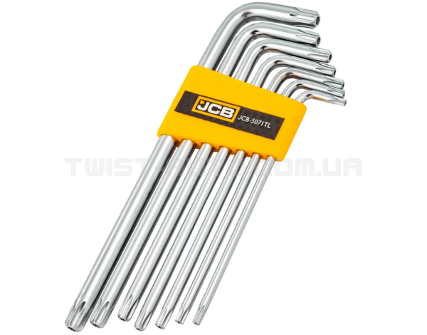 Haбіp Г-подіб. ключів подовжених з отвором TORX 7 од. (T10H-T40H) JCB Tools JCB-5071TL