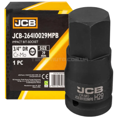 Головка-біта ударна HEX 3/4" 29 мм JCB Tools JCB-26410029MPB Головка-біта ударна HEX 3/4" 29 мм JCB Tools JCB-26410029MPB