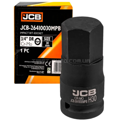 Головка-біта ударна HEX 3/4" 30 мм JCB Tools JCB-26410030MPB Головка-біта ударна HEX 3/4" 30 мм JCB Tools JCB-26410030MPB