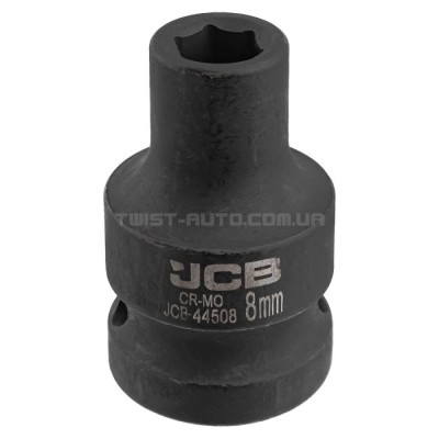 Головка торцевая ударная 1/2" 8мм (6-гранная) JCB Tools JCB-44508 Головка торцевая ударная 1/2" 8мм (6-гранная) JCB Tools JCB-44508